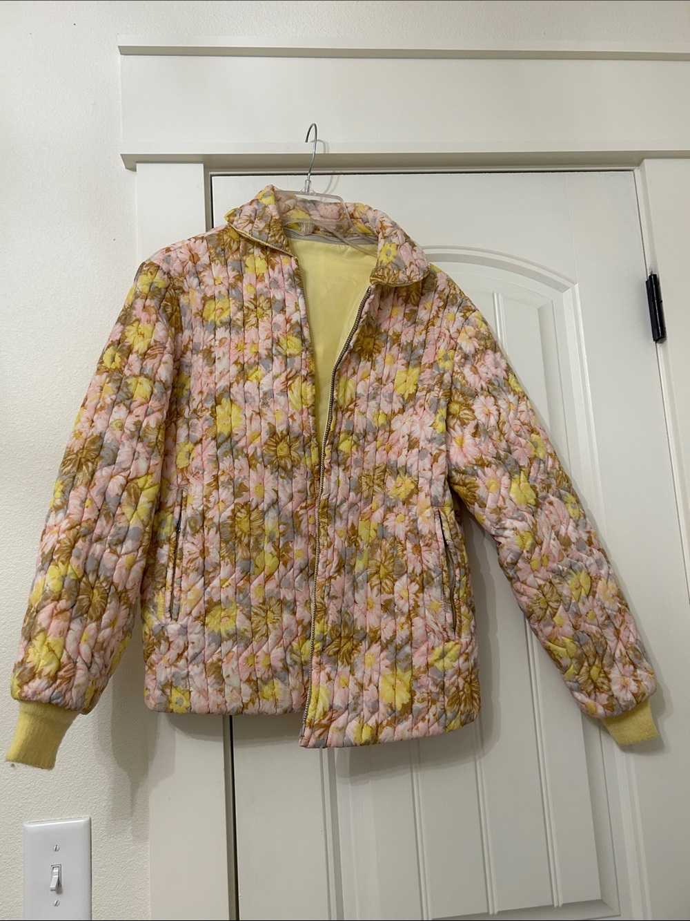 Floral Quilted Jacket in Pink and Yellow